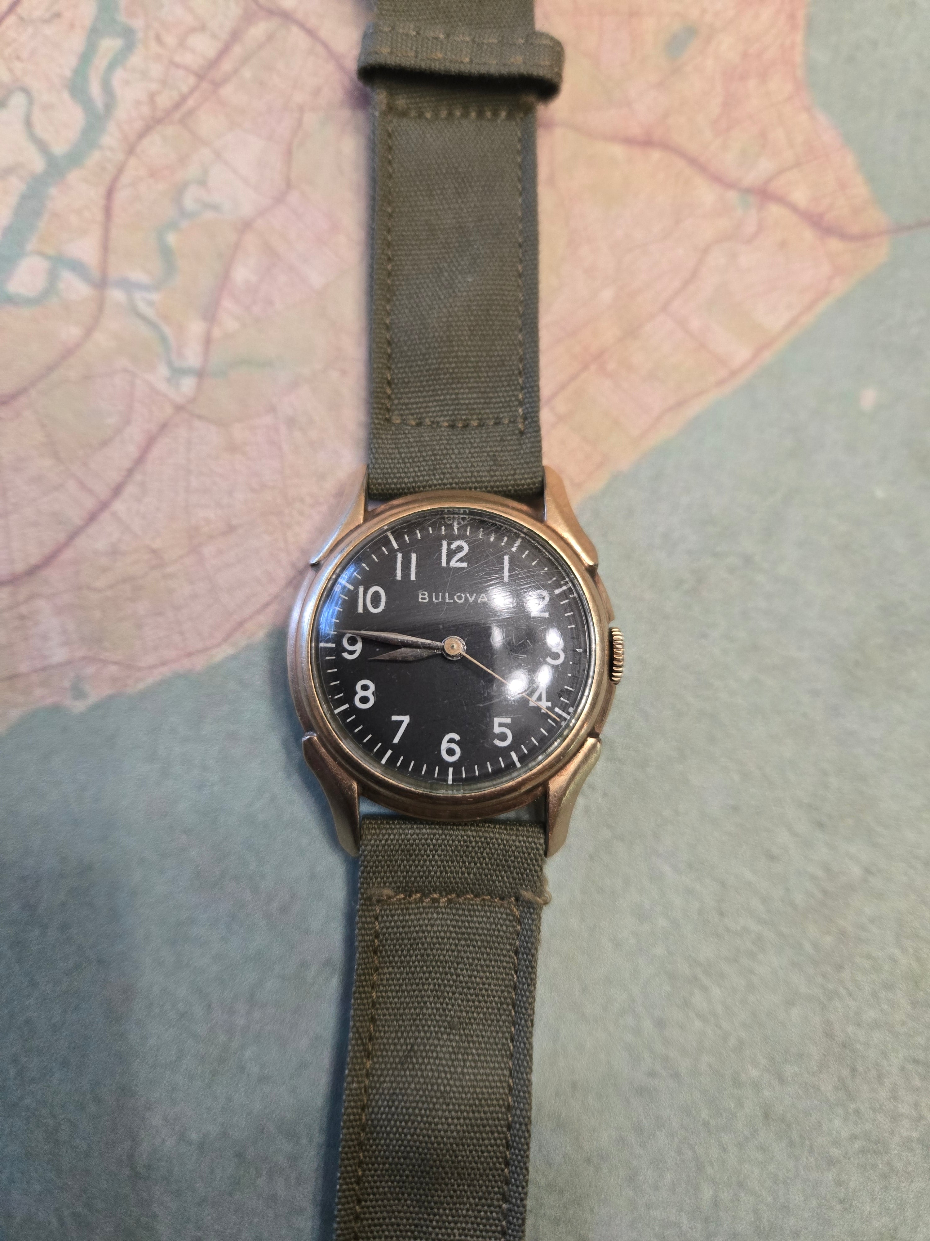 Original US WWII Type A-11B USAAF Wrist Watch by Bulova.