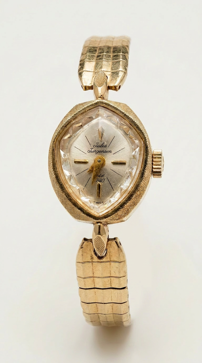 Vintage 14k gold Jules Jurgensen woman's cocktail watch